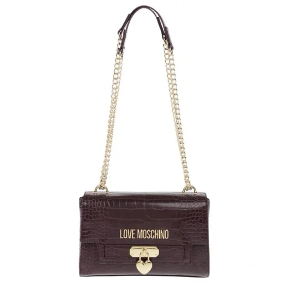 NWT MOSCHINO Croc Embossed Purple Shoulder Bag - Picture 1 of 8